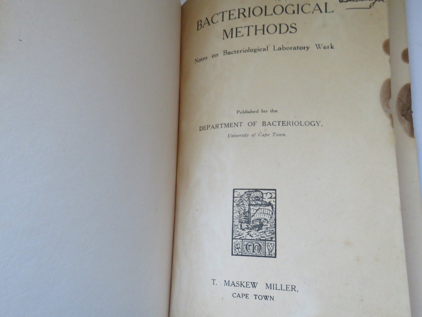 Vintage Book of 'bacteriological methods notes on bacteriological laboratory work'