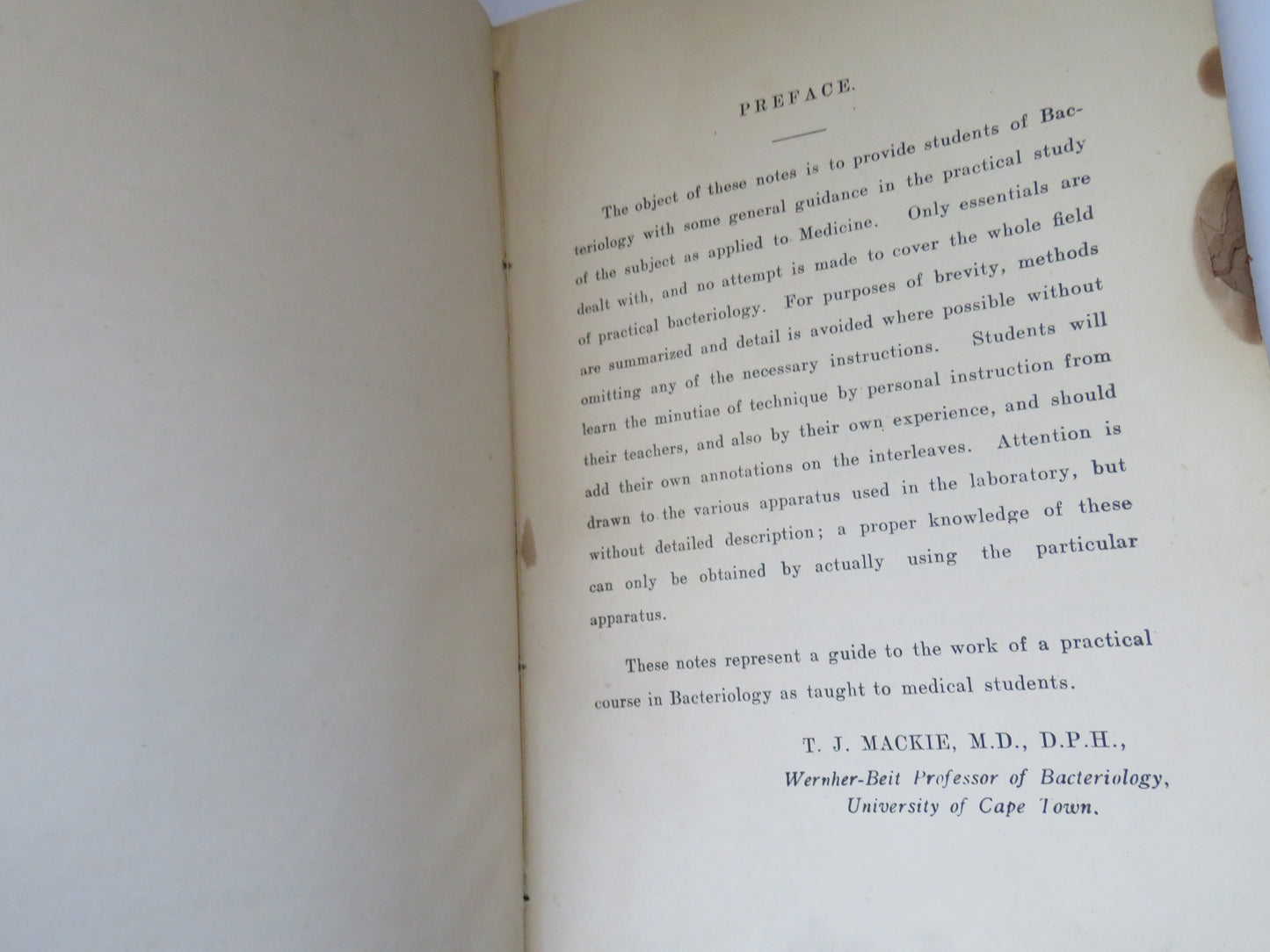 Vintage Book of 'bacteriological methods notes on bacteriological laboratory work'