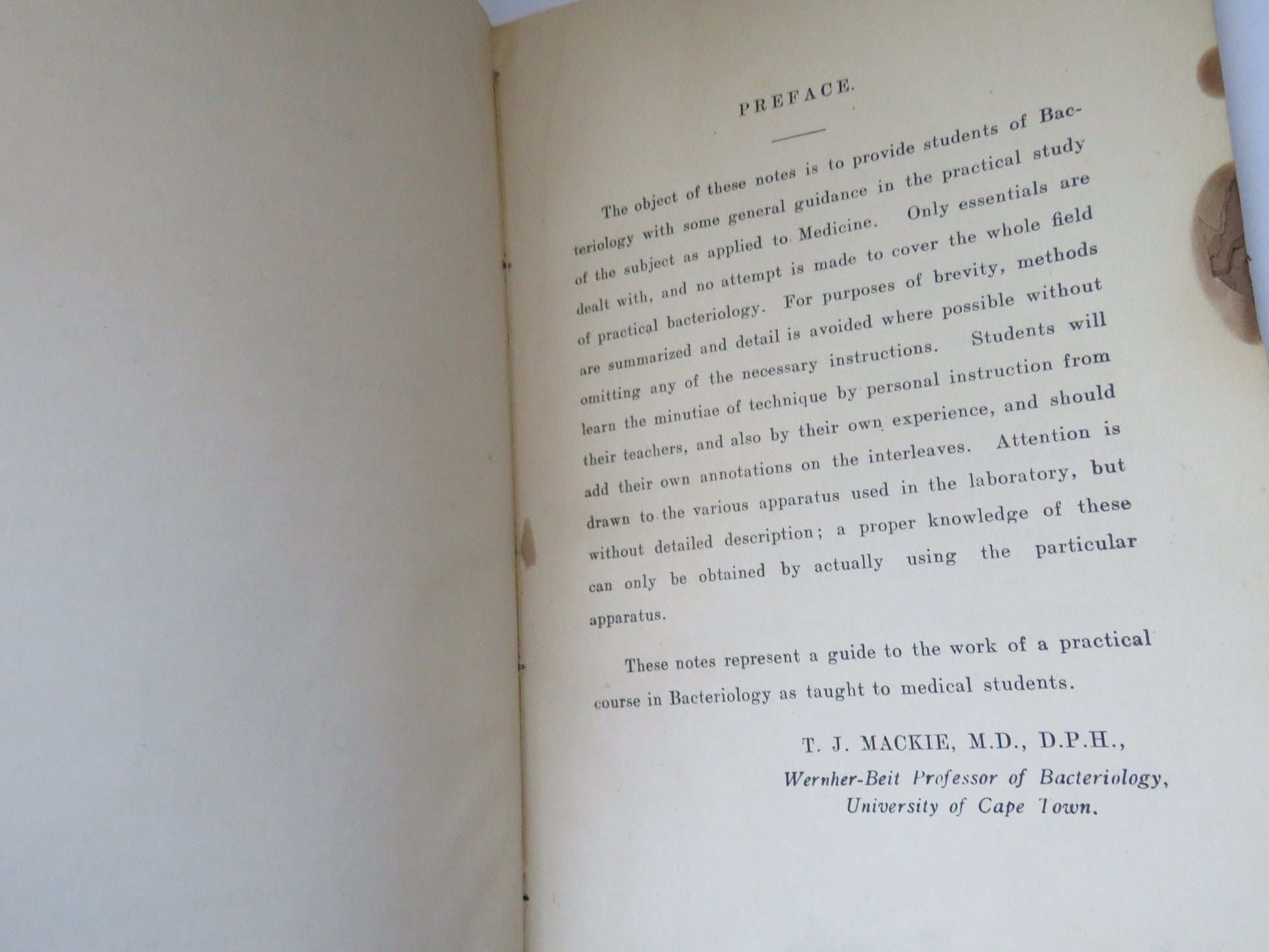 Vintage Book of 'bacteriological methods notes on bacteriological laboratory work'