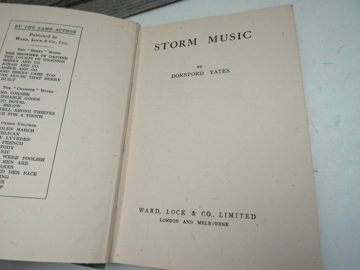 Storm Music By Dornford Yates 1945