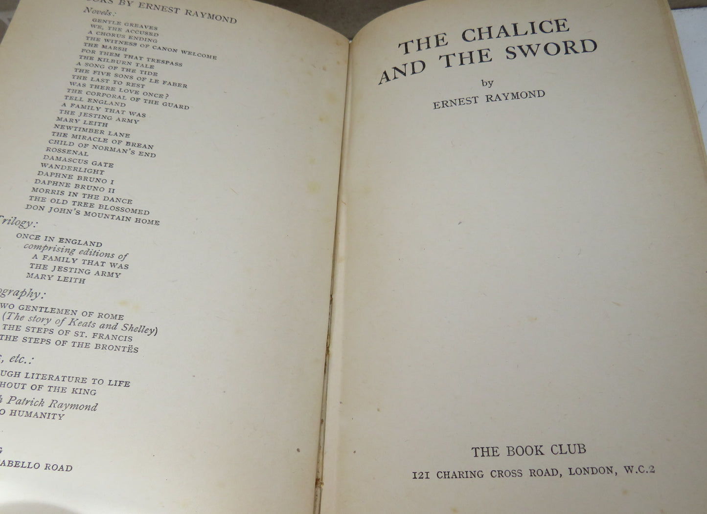 The Chalice and the Sword by Ernest Raymond, 1953