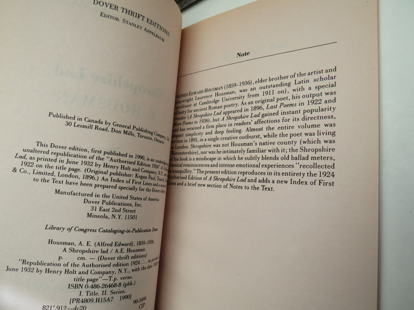 A Shropshire Lad By A. E. Housman 1990