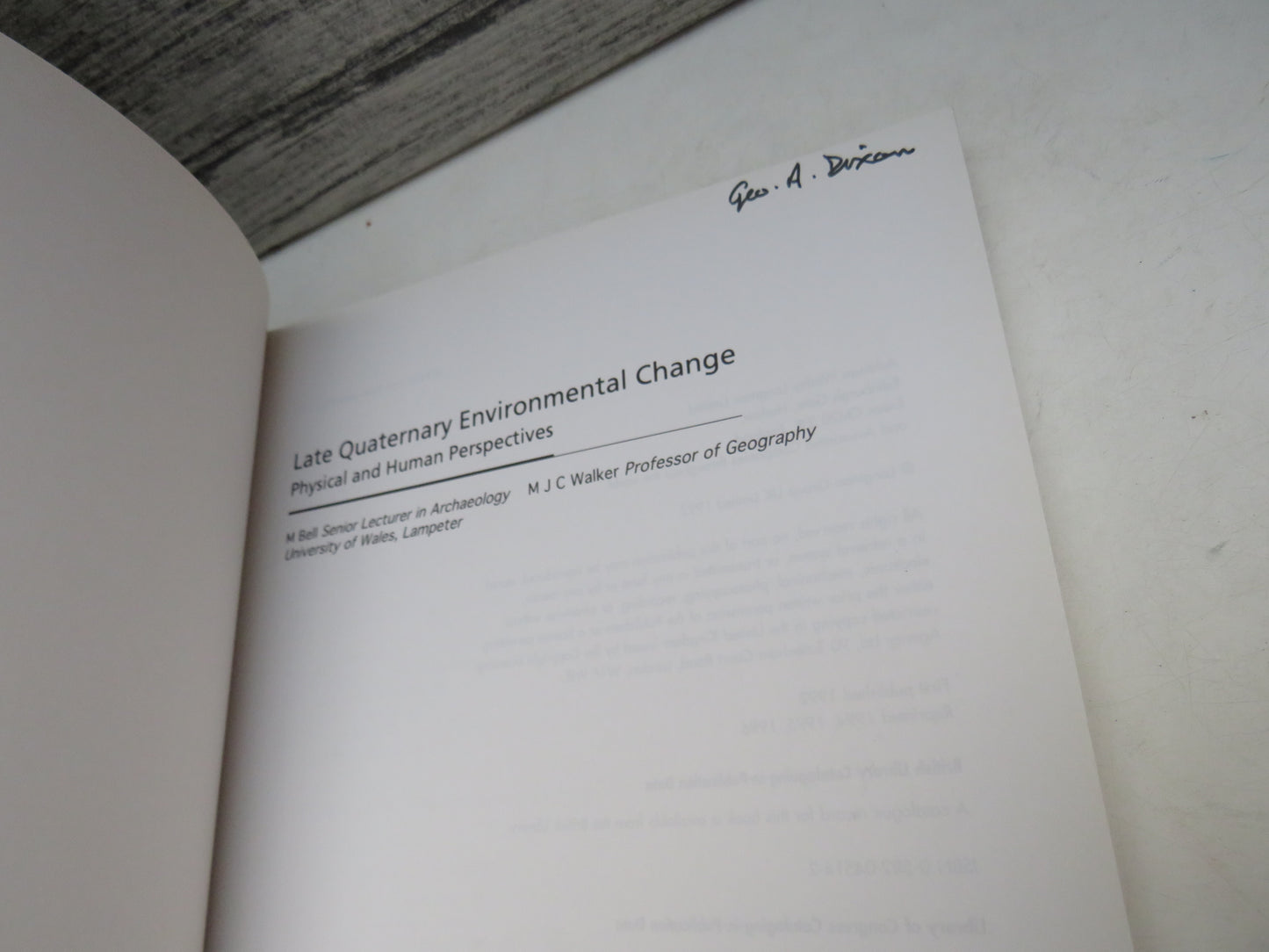 Late Quaternary Environmental Change Physical and Human Perspectives