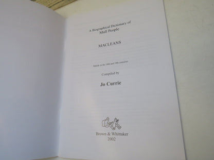 A Biographical Dictionary of Mull People MACLEANS Compiled By Jo Currie 2002
