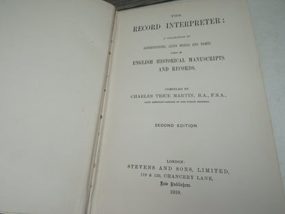 The Record Interpreter: A Collection of Abbreviations, Latin Words and Names Used In English Histori book image 3