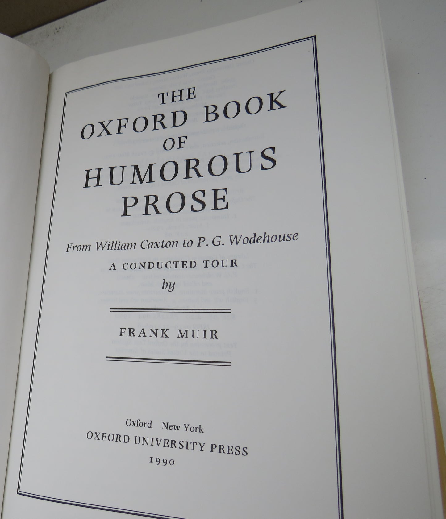 The Oxford Book Of Humorous Prose By Frank Muir 1990