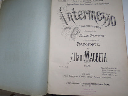 Large Bound Book Full of Antique Sheet Music  Pianoforte To Include  "Intermezzo", Adante and Rondo Capriccioso For Piano By Mendelssohn