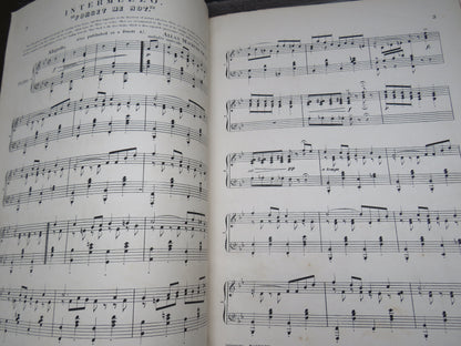 Large Bound Book Full of Antique Sheet Music  Pianoforte To Include  "Intermezzo", Adante and Rondo Capriccioso For Piano By Mendelssohn