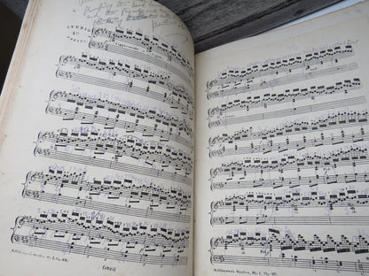 Large Bound Book Full of Antique Sheet Music  Pianoforte To Include  "Intermezzo", Adante and Rondo Capriccioso For Piano By Mendelssohn