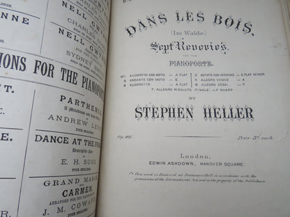 Large Bound Book Full of Antique Sheet Music  Pianoforte To Include  "Intermezzo", Adante and Rondo Capriccioso For Piano By Mendelssohn
