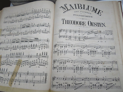 Large Bound Book Full of Antique Sheet Music  Pianoforte To Include  "Intermezzo", Adante and Rondo Capriccioso For Piano By Mendelssohn