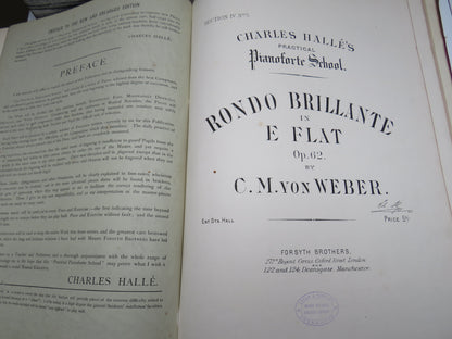 Large Bound Book Full of Antique Sheet Music  Pianoforte To Include  "Intermezzo", Adante and Rondo Capriccioso For Piano By Mendelssohn