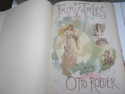 Large Bound Book Full of Antique Sheet Music To Include Fairy Tales Waltz By Otto Roeder, Toreador Waltz By T. Popplewell Royle, The Gondoliers By P. Bucalossi etc