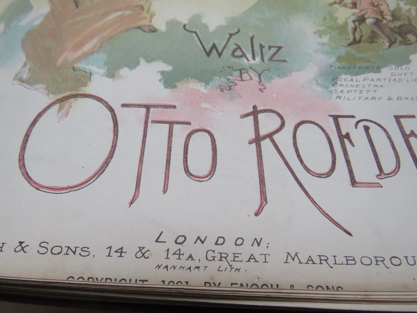Large Bound Book Full of Antique Sheet Music To Include Fairy Tales Waltz By Otto Roeder, Toreador Waltz By T. Popplewell Royle, The Gondoliers By P. Bucalossi etc