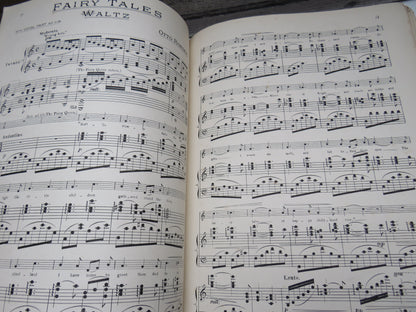 Large Bound Book Full of Antique Sheet Music To Include Fairy Tales Waltz By Otto Roeder, Toreador Waltz By T. Popplewell Royle, The Gondoliers By P. Bucalossi etc