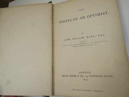 Essays of an Optimist By John William Kaye 1870 book image 6