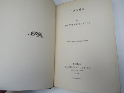 Poems By Matthew Arnold Lyric and Elegiac Poems 1888 book image 3