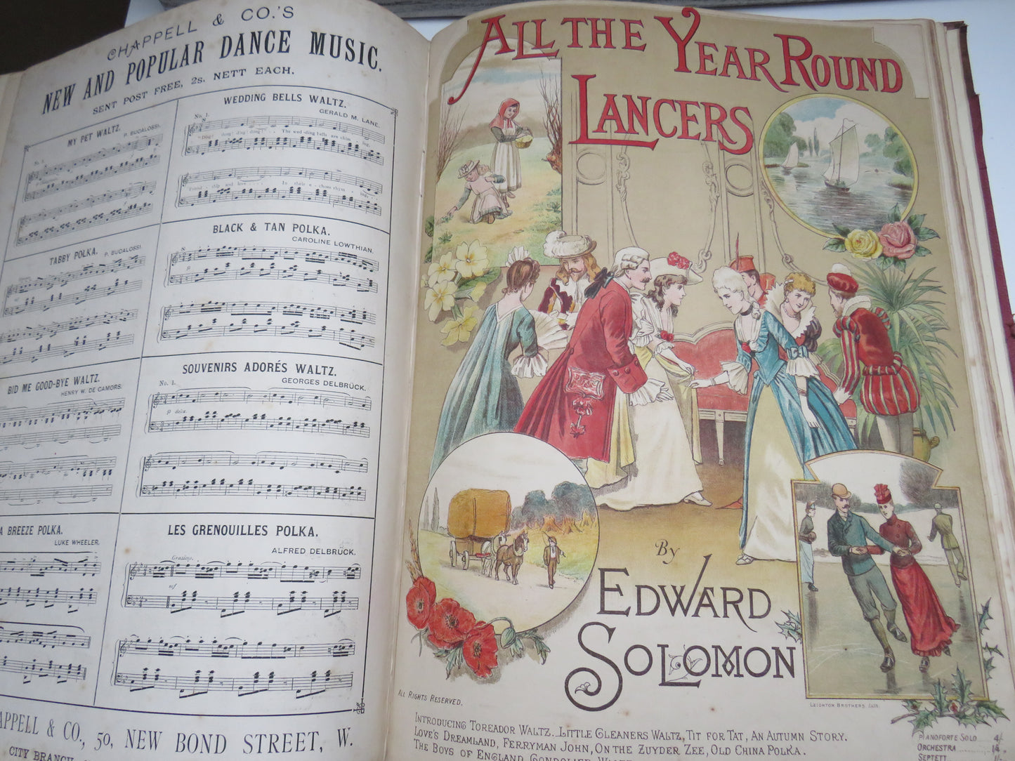 Large Bound Book Full of Antique Sheet Music To Include Fairy Tales Waltz By Otto Roeder, Toreador Waltz By T. Popplewell Royle, The Gondoliers By P. Bucalossi etc