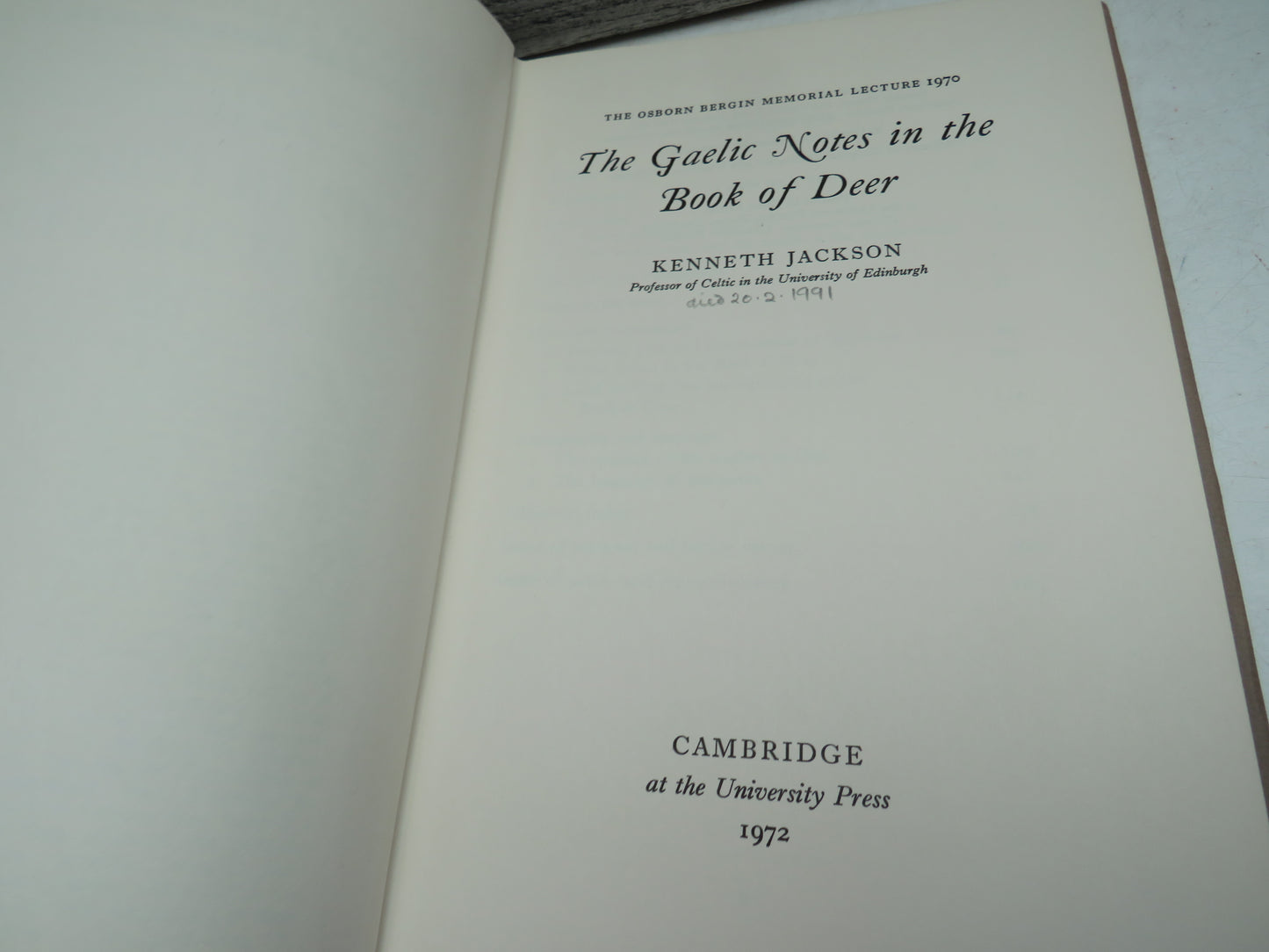 The Gaelic Notes In The Book Deer By Kenneth Jackson 1972