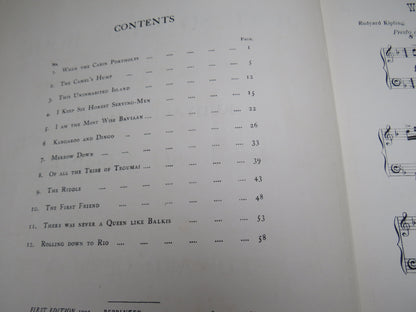 The Just So Song Book Being The Songs From Rudyard Kipling's Just So Stories Set To Music By Edward German 1918
