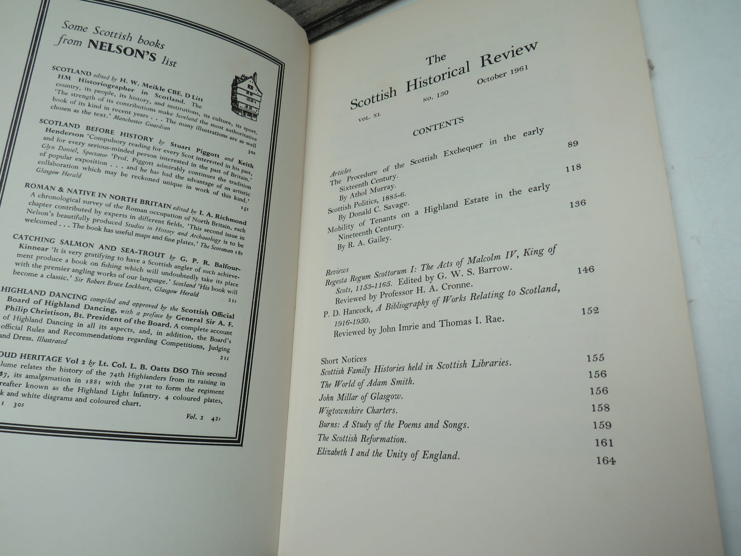 The Scottish Historical Review No 130 October 1961