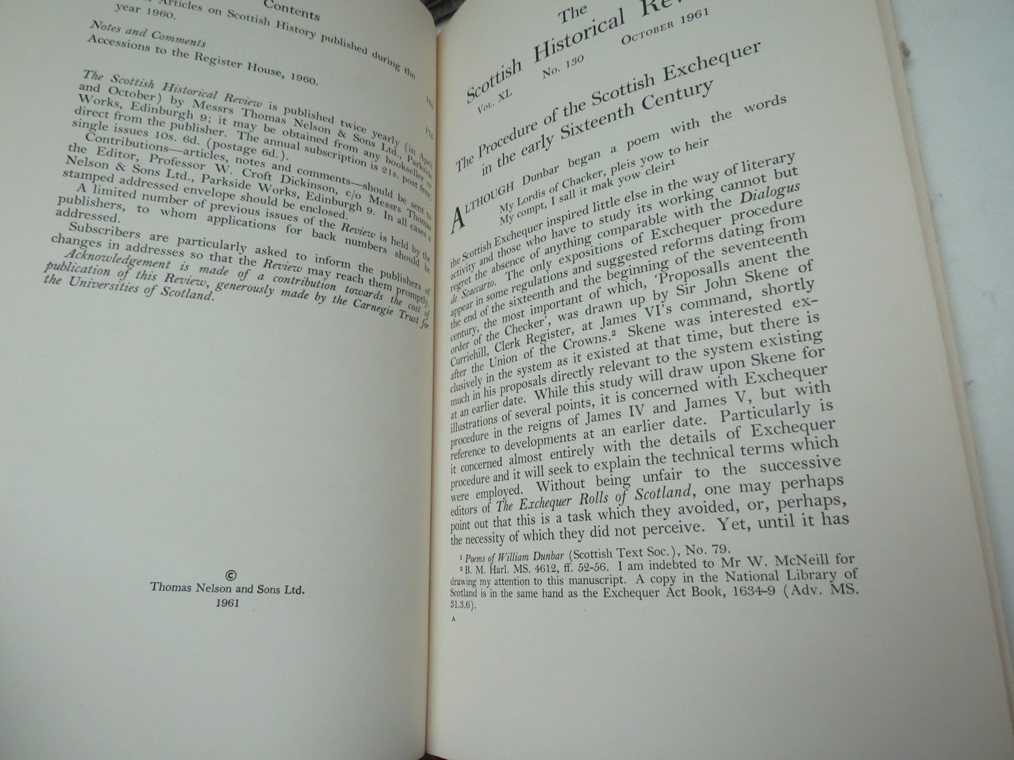 The Scottish Historical Review No 130 October 1961
