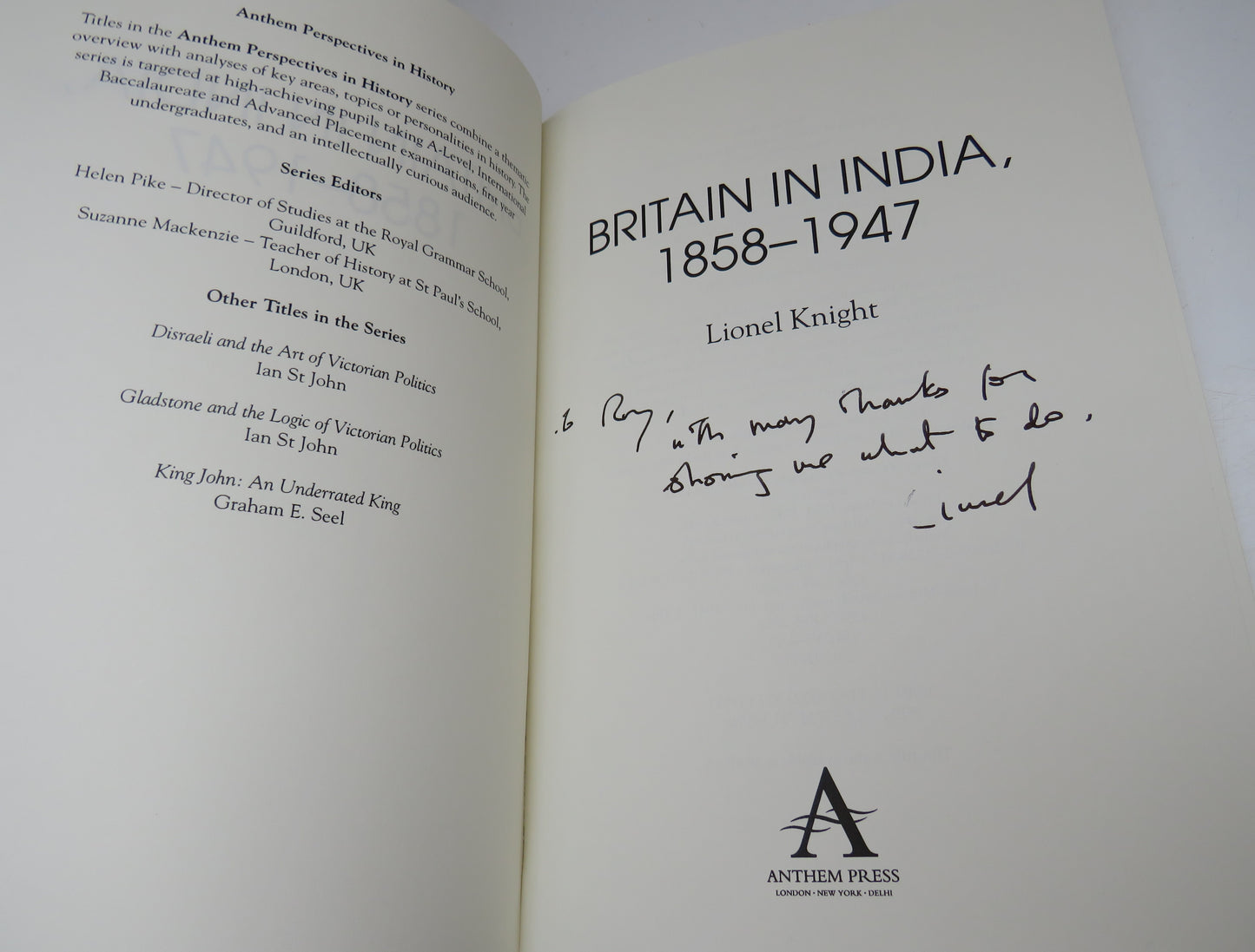 Britain In India 1858-1947 By Lionel Knight 2012 Author Signed