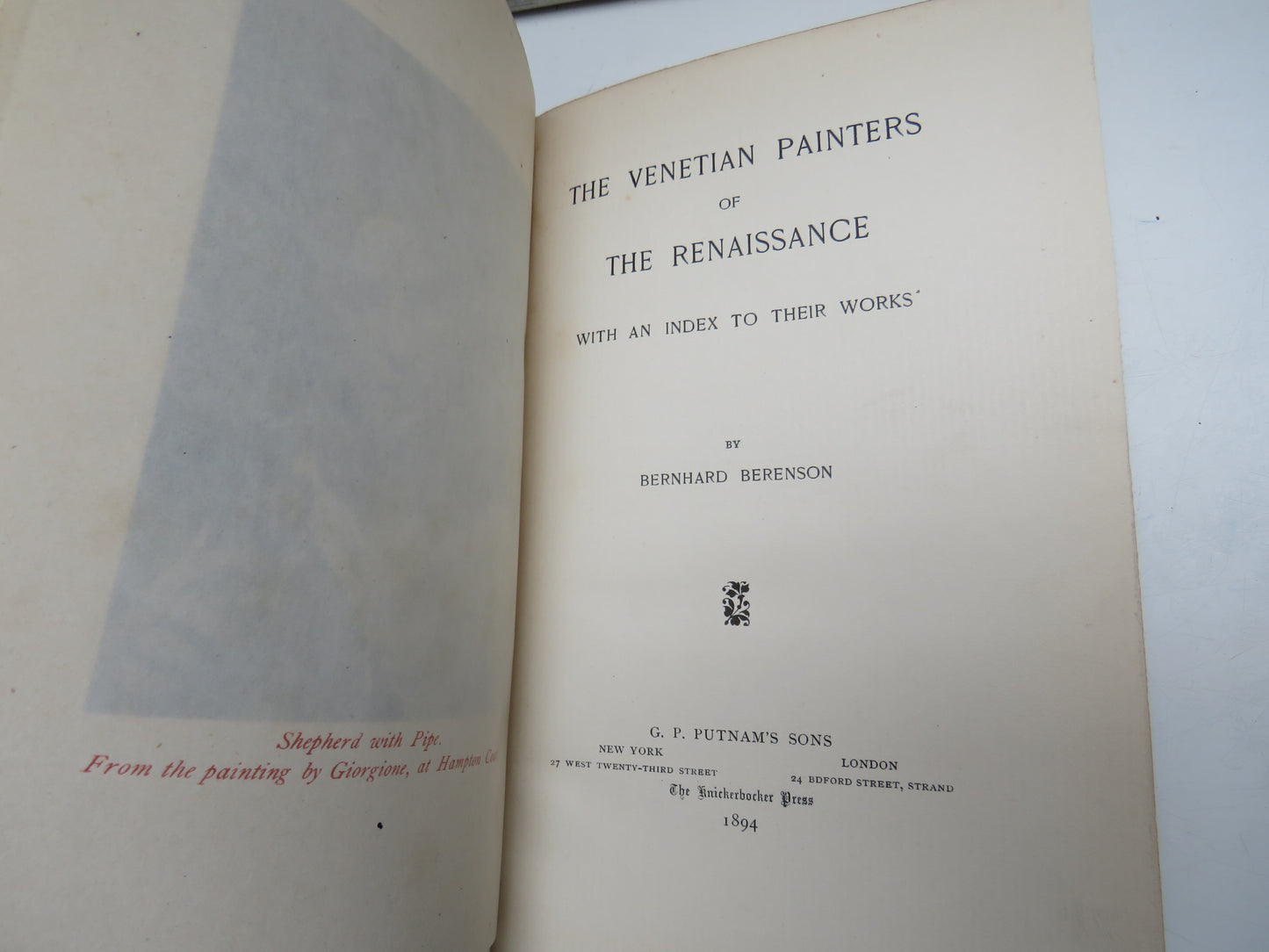 The Venetian Painters of The Renaissance With An Index To Their Works by Bernhard Berenson 1894