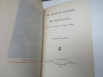 The Venetian Painters of The Renaissance With An Index To Their Works by Bernhard Berenson 1894