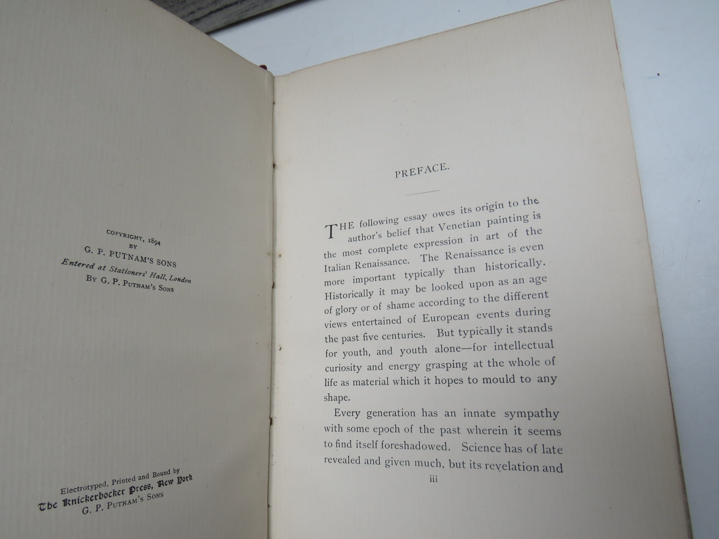 The Venetian Painters of The Renaissance With An Index To Their Works by Bernhard Berenson 1894