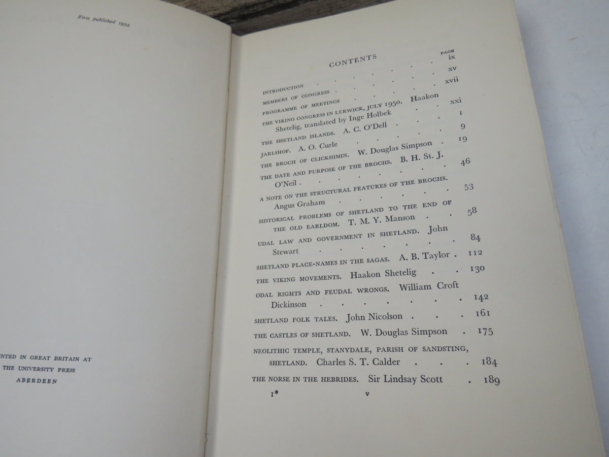 The Viking Congress Lerwick, July 1950 Edited By W. Douglas Simpson 1954