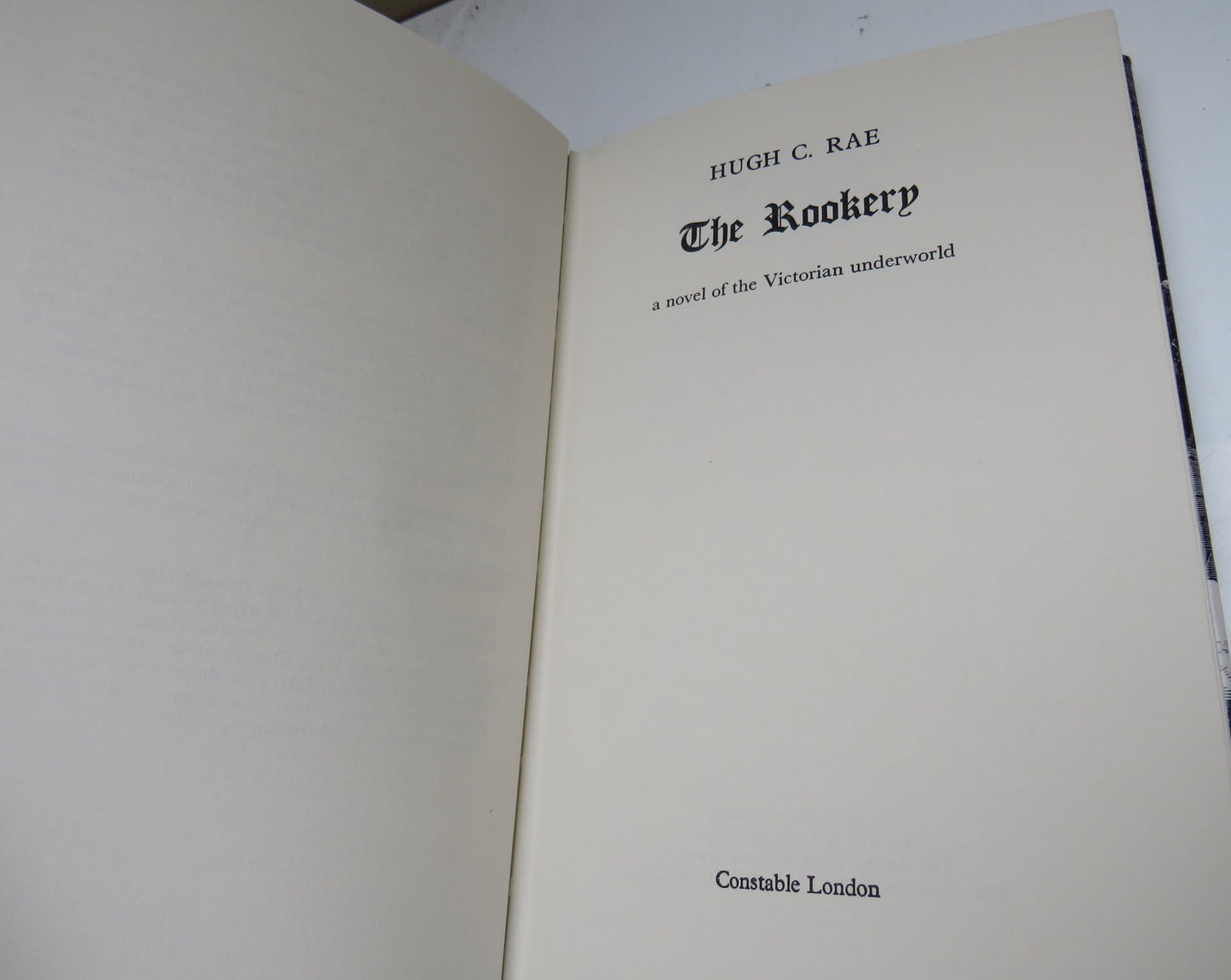 The Rookery, A Novel of the Victorian Underworld by Hugh C. Rae, 1974