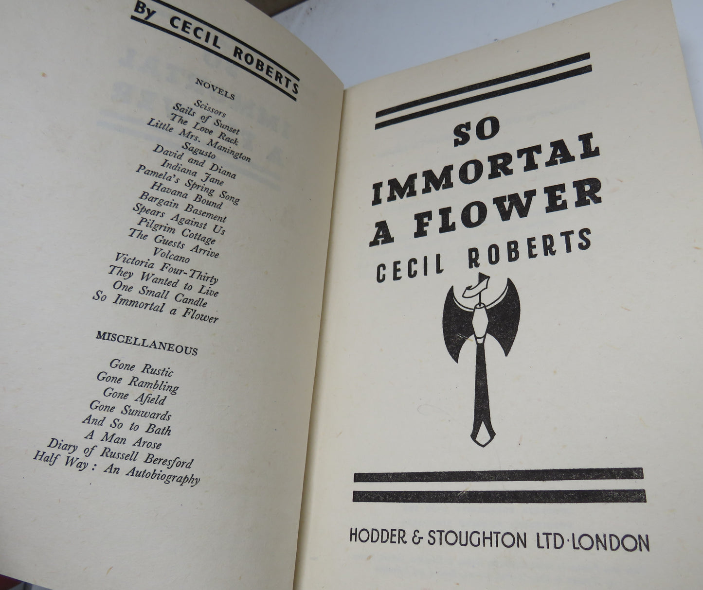 So Immortal A Flower by Cecil Roberts, 1944