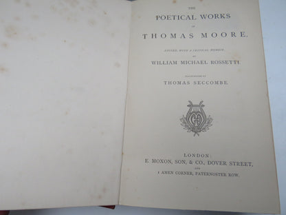 The Poetical Works of Thomas Moore Edited With A Critical Memoir By William Michael Rossetti