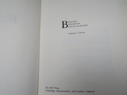 Benjamin Thompson Count Rumford By Sanborn C. Brown 1979 book image 4