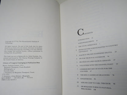 Benjamin Thompson Count Rumford By Sanborn C. Brown 1979 book image 5
