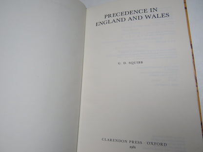 Precedence In England and Wales By G. D. Squibb 1981 book image 4
