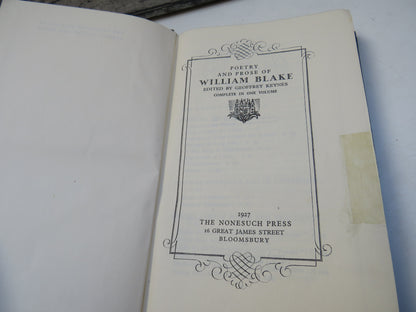 Poetry and Prose of William Blake, edited by Geoffrey Keynes, 1927, Vintage Poetry Book book image 3