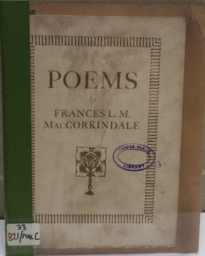 Poems By Frances L. M. MacCorkindale 1940 book front cover