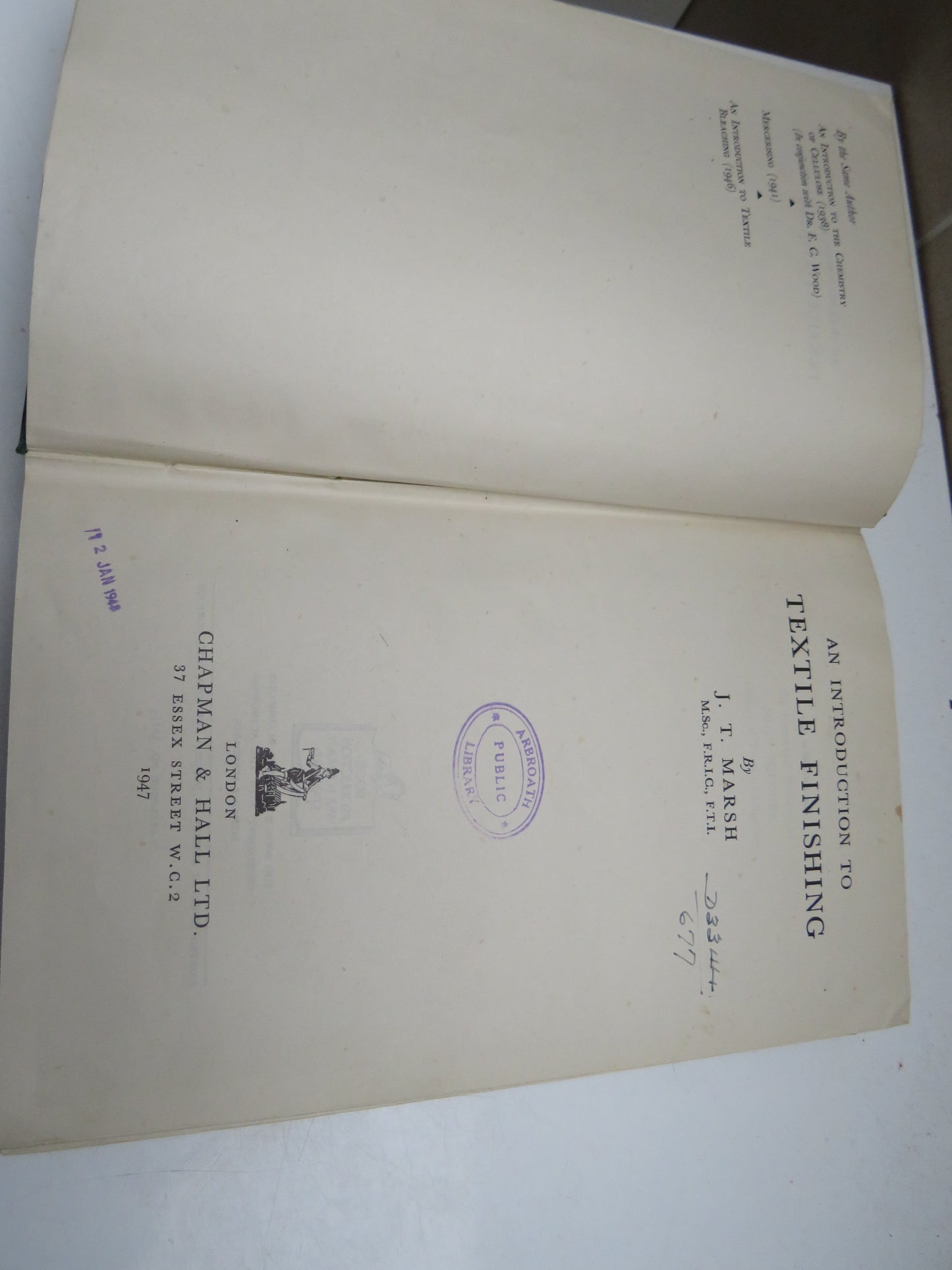 An Introduction To Textile Finishing By J. T. Marsh 1947 Vintage Book