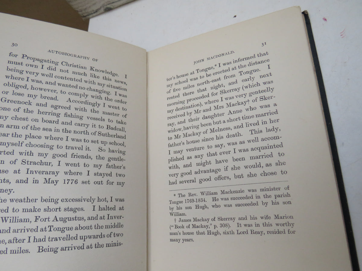Autobiographical Journal of John MacDonald Schoolmaster and Soldier 1770-1830 (1906)