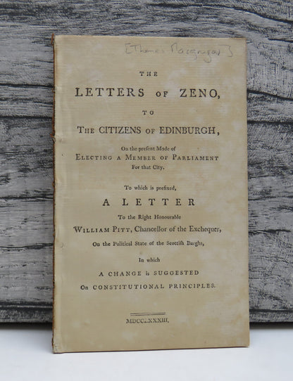 The Letters of Zeno To The Citizens of Edinburgh 1783 book front cover