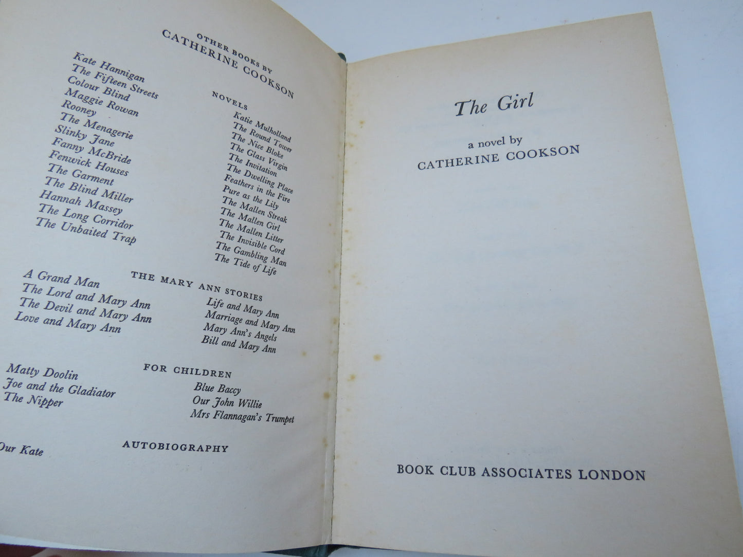 The Girl A Novel By Catherine Cookson 1978