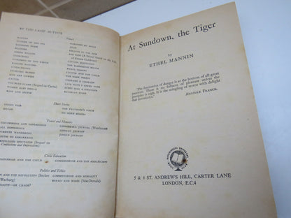 At Sundown, The Tiger By Ethel Mannin 1952 book image 3