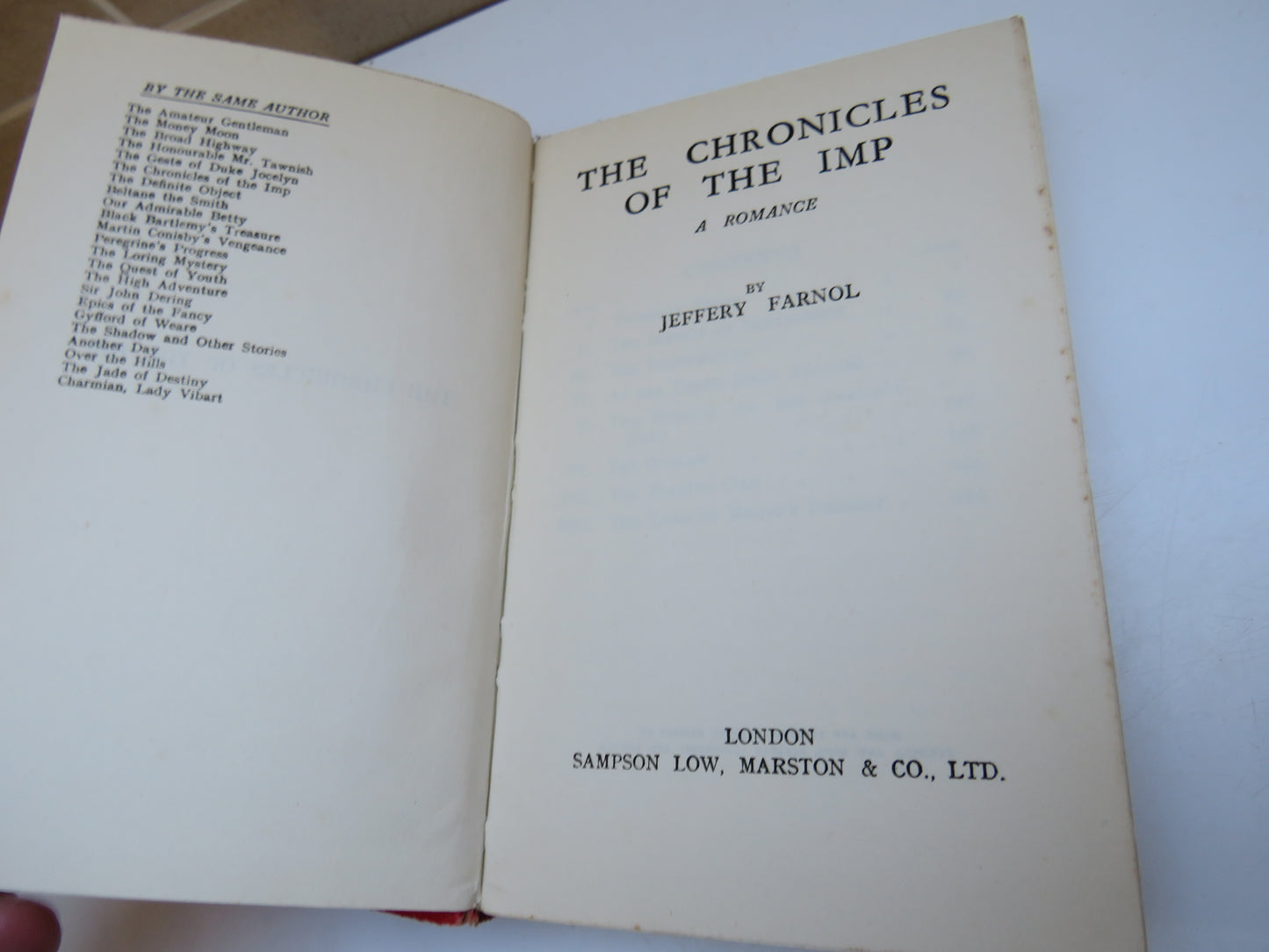 The Chronicles of the Imp A Romance By Jeffery Farnol