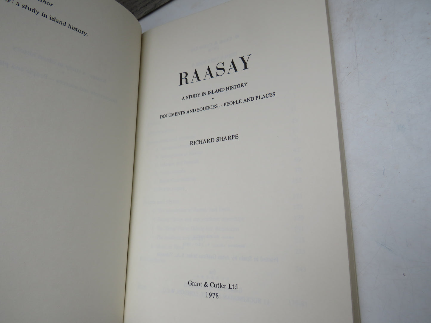 Raasay A Study In Island History Documents and Sources - People and Places By Richard Sharpe 1978