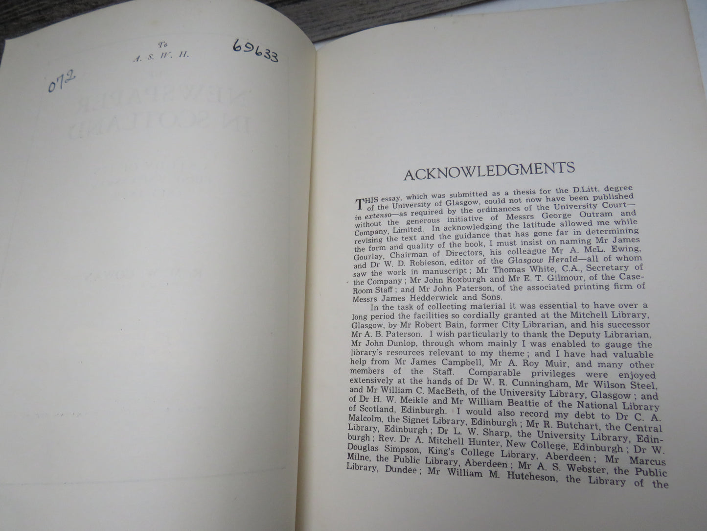 The Newspaper In Scotland A Study of Its First Expansion 1815-1860 By R. M. W. Cowan 1946