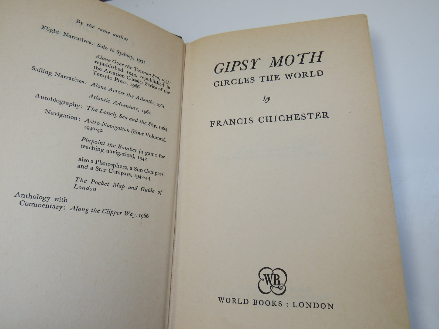 Gipsy Moth Circles The World By Francis Chichester 1968