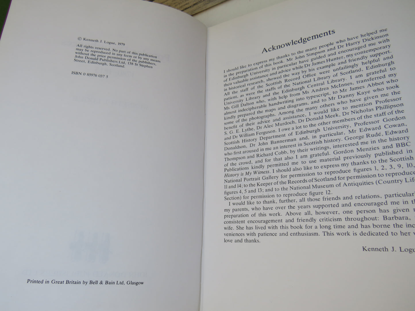Popular Disturbances In Scotland 1780-1815 By Kenneth J. Logue 1979