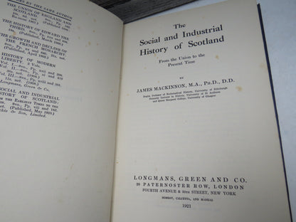 The Social and Industrial History of Scotland From The Union To The Present Time By James Mackinnon  book image 4